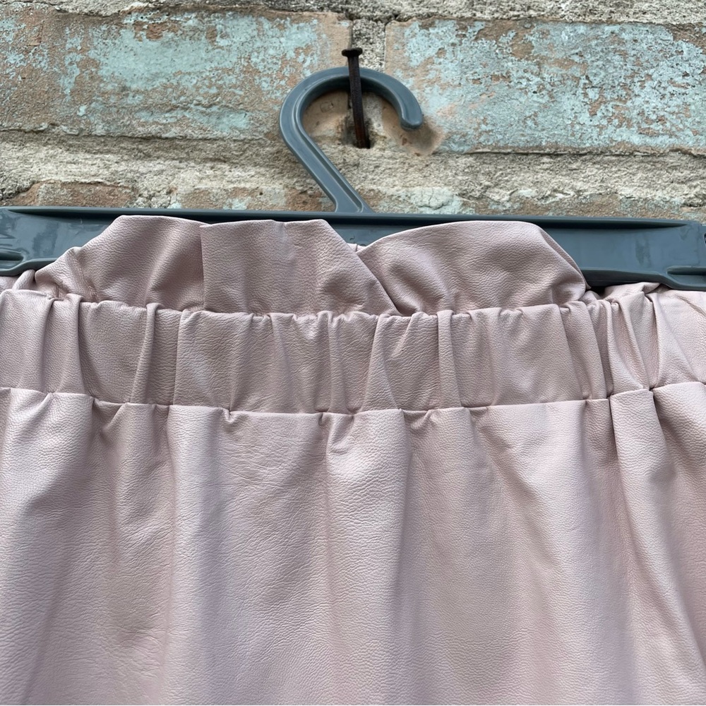 Express Skirt Faux Leather High Waisted Pencil Skirt Pink Paper Bag Stretch NWT - Picture 6 of 8